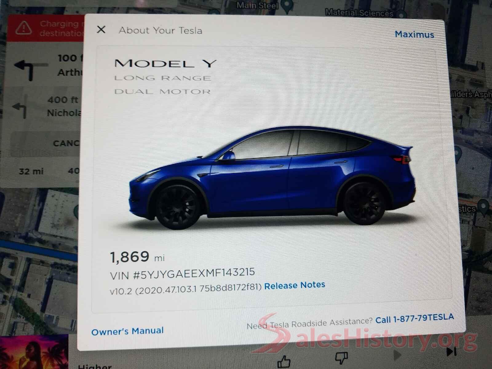 5YJYGAEEXMF143215 2021 TESLA MODEL Y