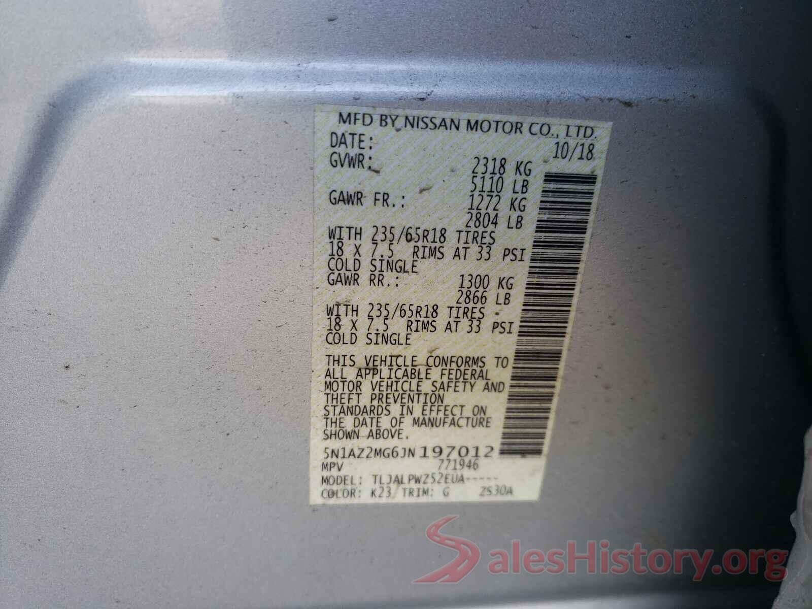 5N1AZ2MG6JN197012 2018 NISSAN MURANO