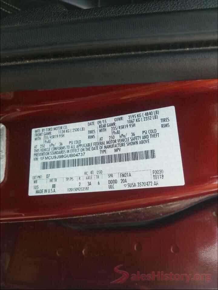 1FMCU9J98GUB04737 2016 FORD ESCAPE