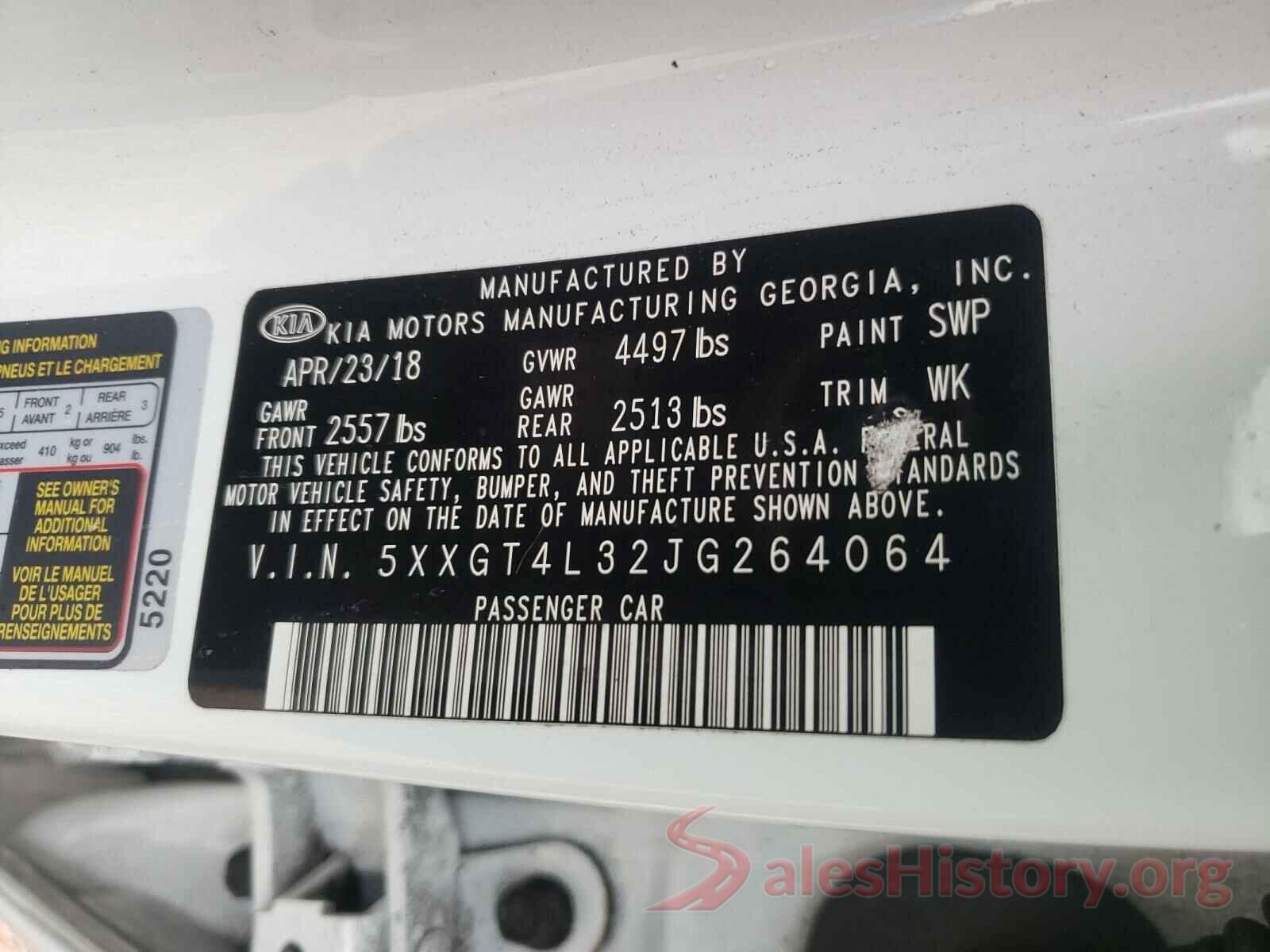 5XXGT4L32JG264064 2018 KIA OPTIMA