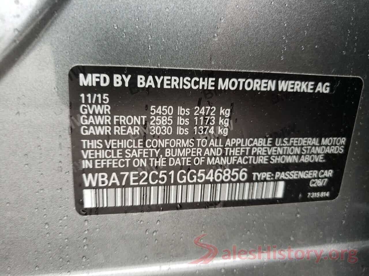 WBA7E2C51GG546856 2016 BMW 7 SERIES