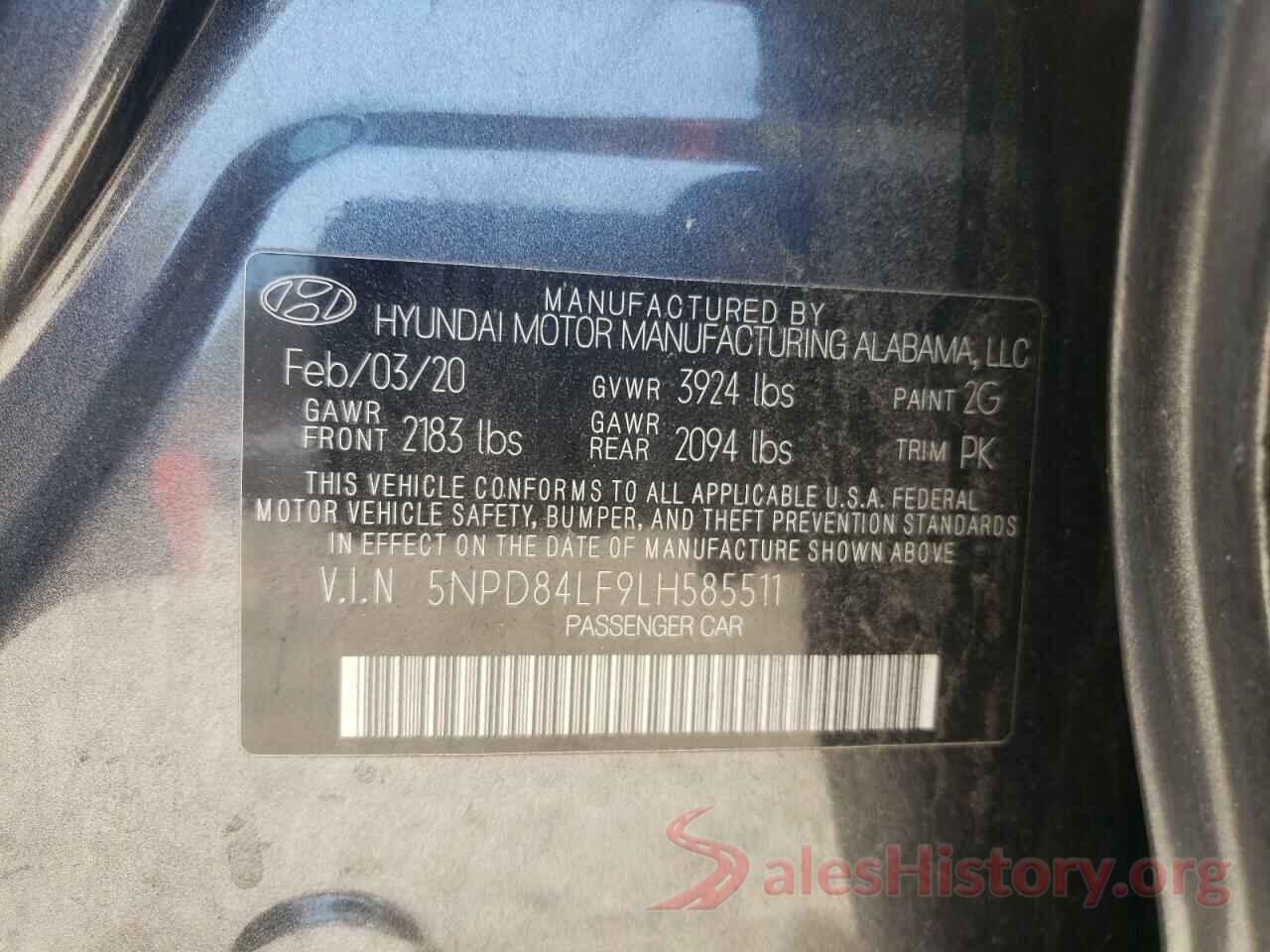 5NPD84LF9LH585511 2020 HYUNDAI ELANTRA