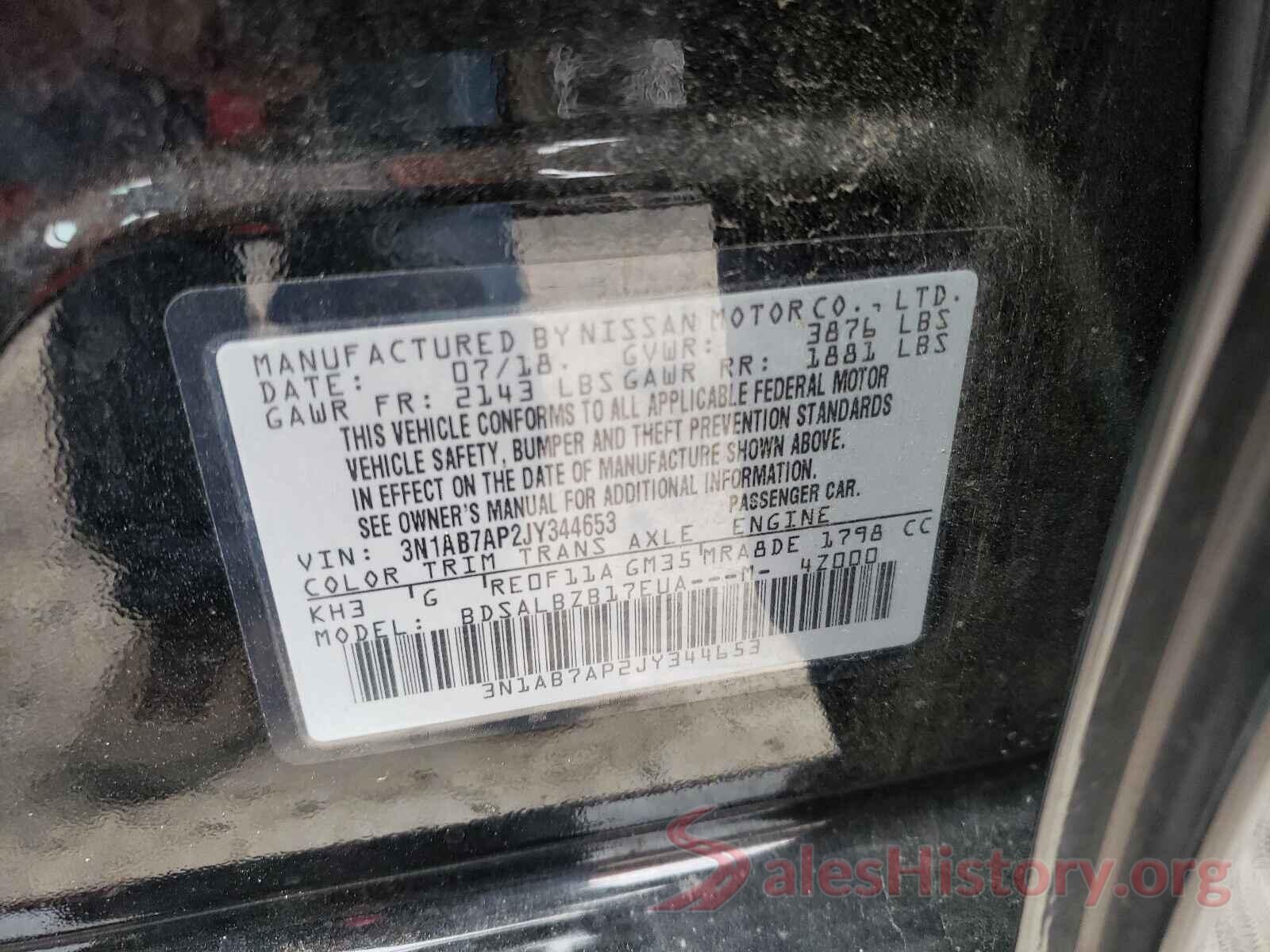 3N1AB7AP2JY344653 2018 NISSAN SENTRA