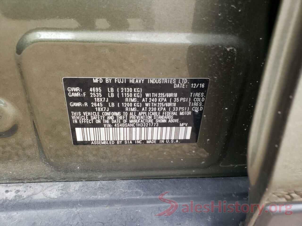 4S4BSANC1H3321773 2017 SUBARU OUTBACK