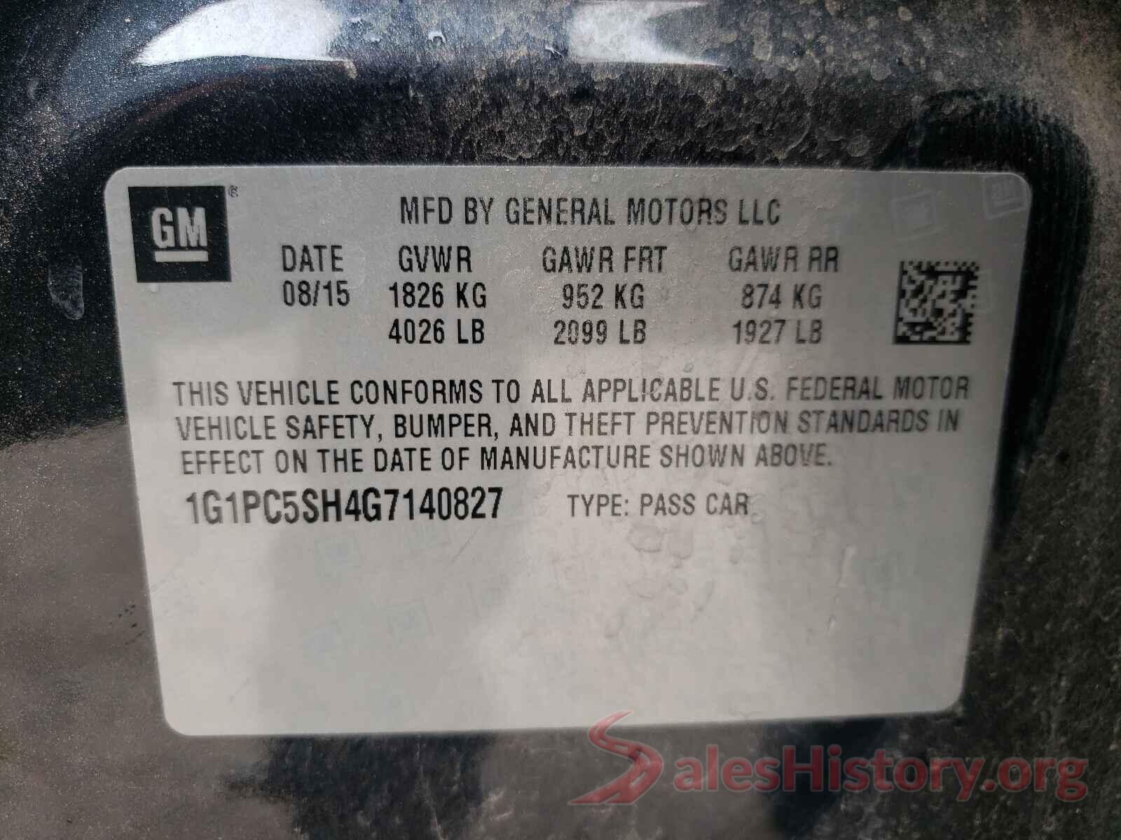 1G1PC5SH4G7140827 2016 CHEVROLET CRUZE