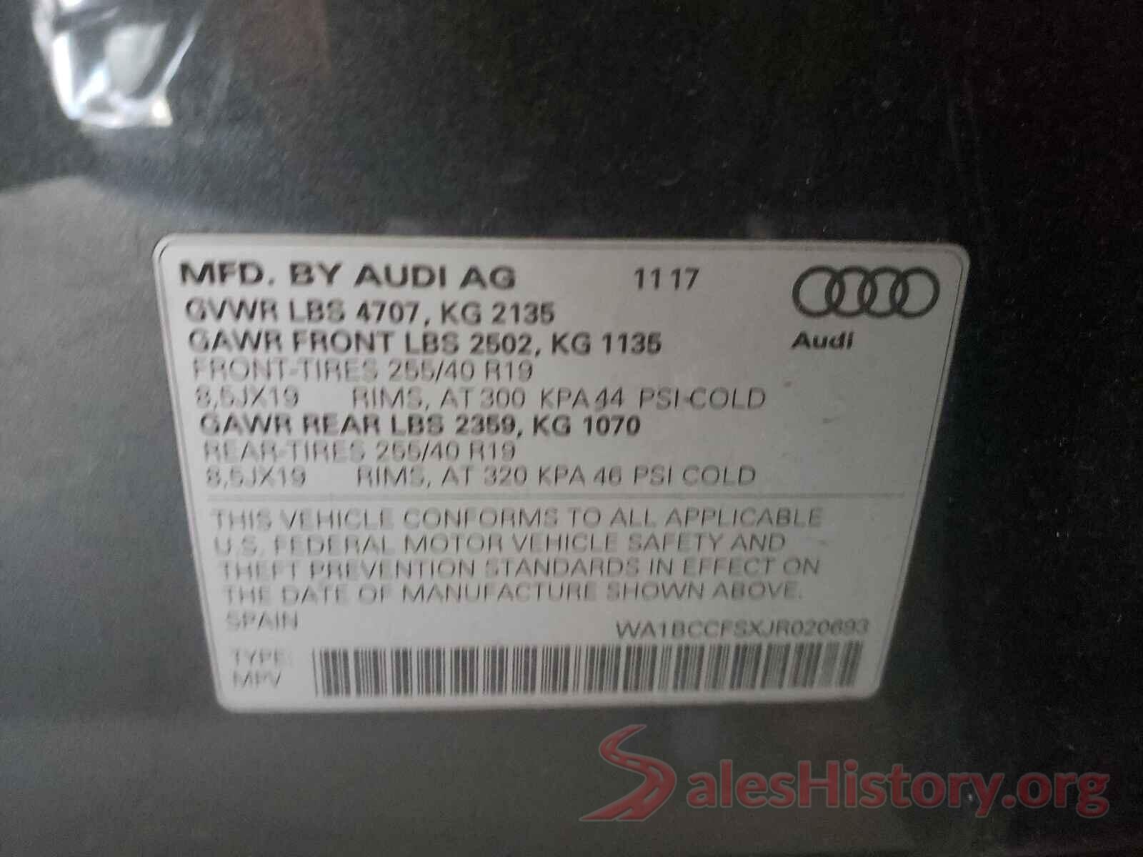 WA1BCCFSXJR020693 2018 AUDI Q3