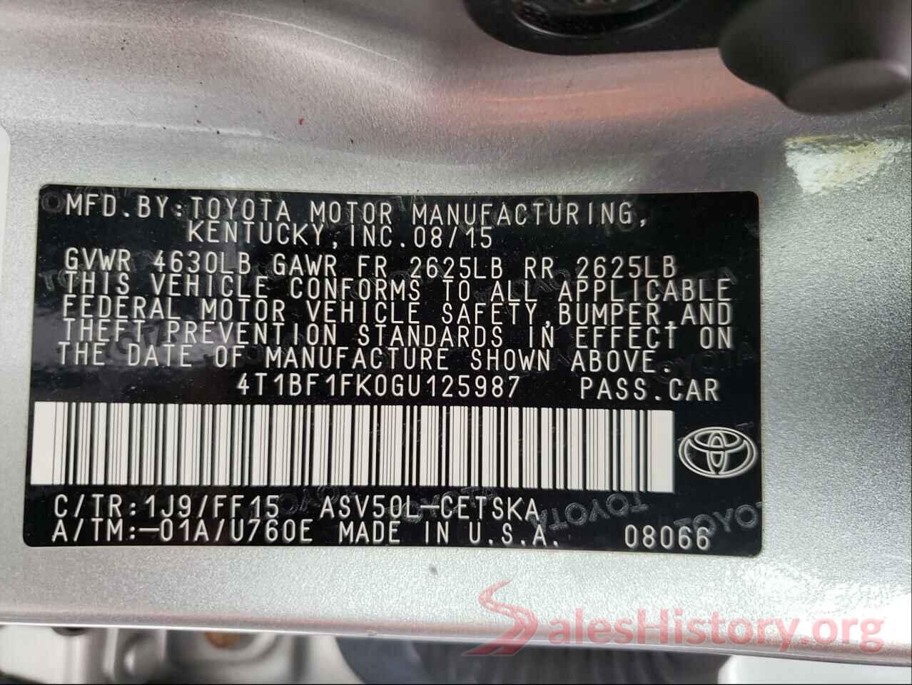 4T1BF1FK0GU125987 2016 TOYOTA CAMRY