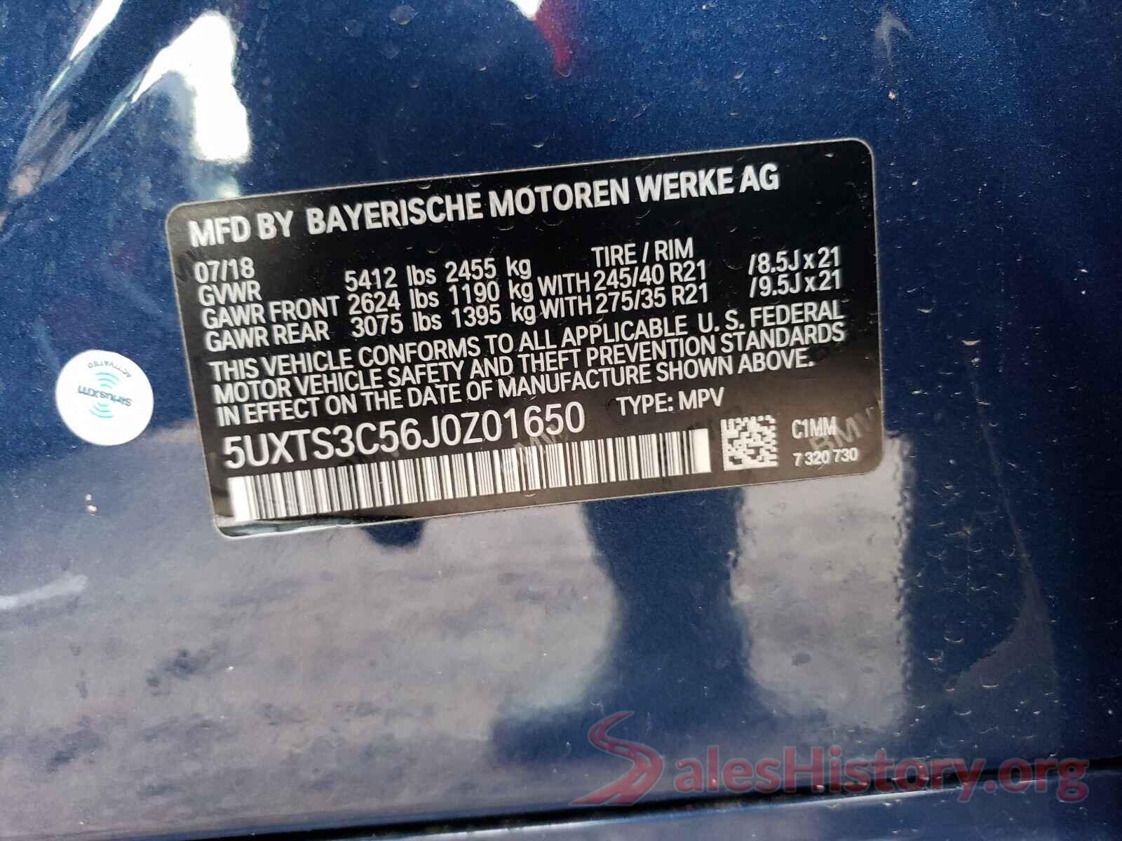 5UXTS3C56J0Z01650 2018 BMW X3