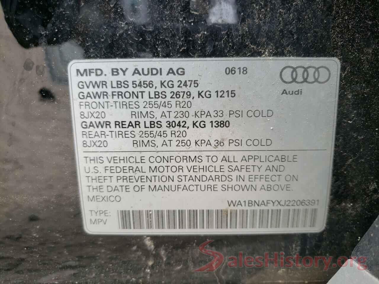 WA1BNAFYXJ2206391 2018 AUDI Q5