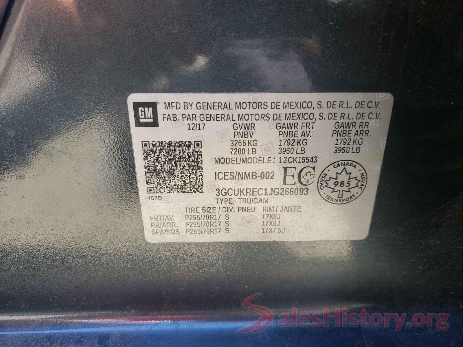 3GCUKREC1JG266093 2018 CHEVROLET SILVERADO