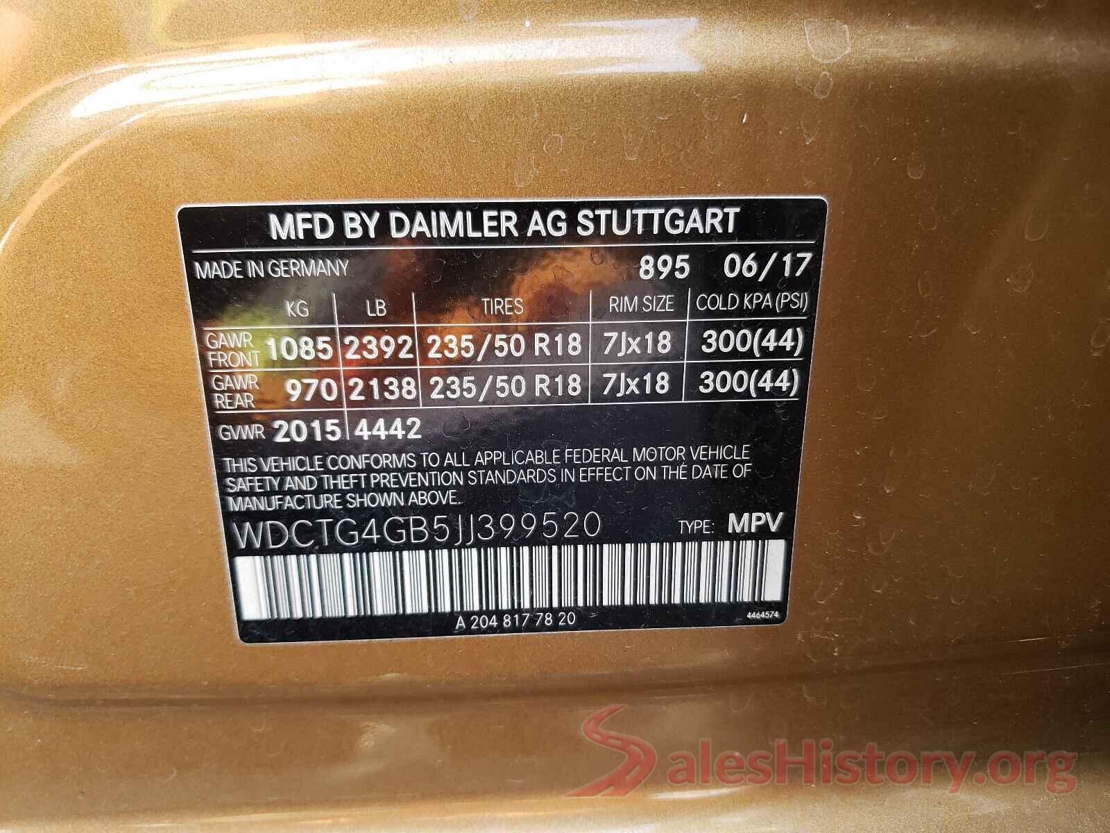 WDCTG4GB5JJ399520 2018 MERCEDES-BENZ GLA-CLASS