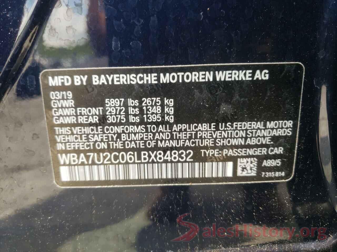 WBA7U2C06LBX84832 2020 BMW 7 SERIES