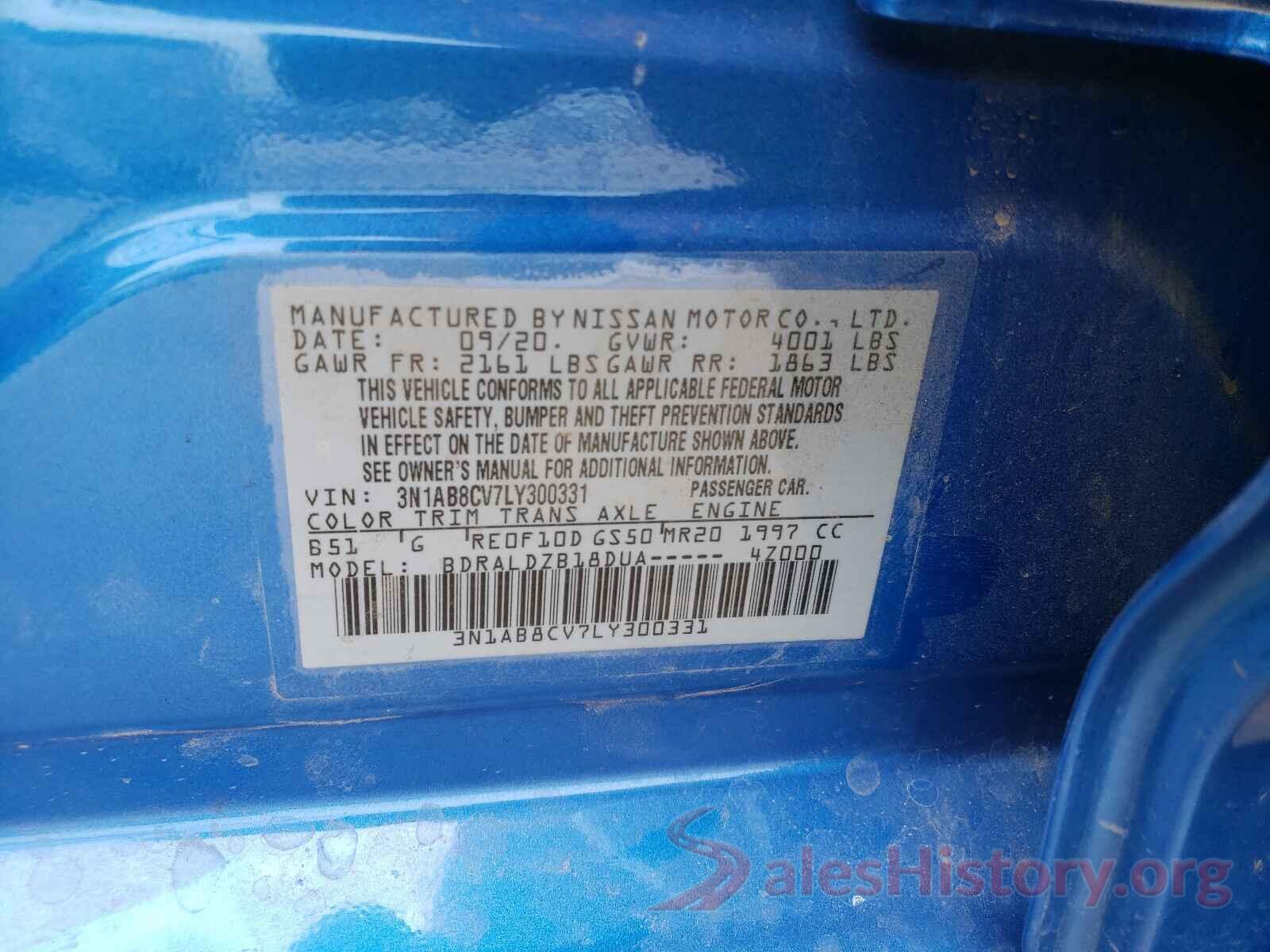 3N1AB8CV7LY300331 2020 NISSAN SENTRA