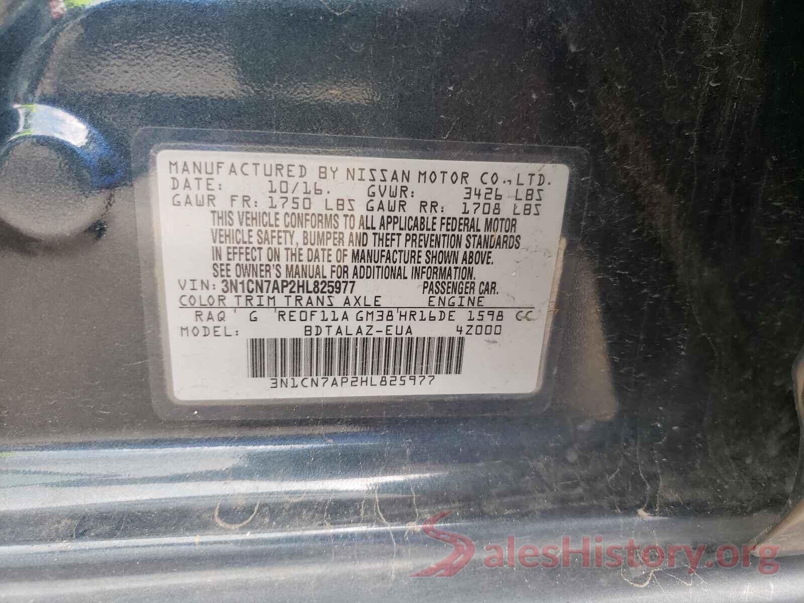 3N1CN7AP2HL825977 2017 NISSAN VERSA