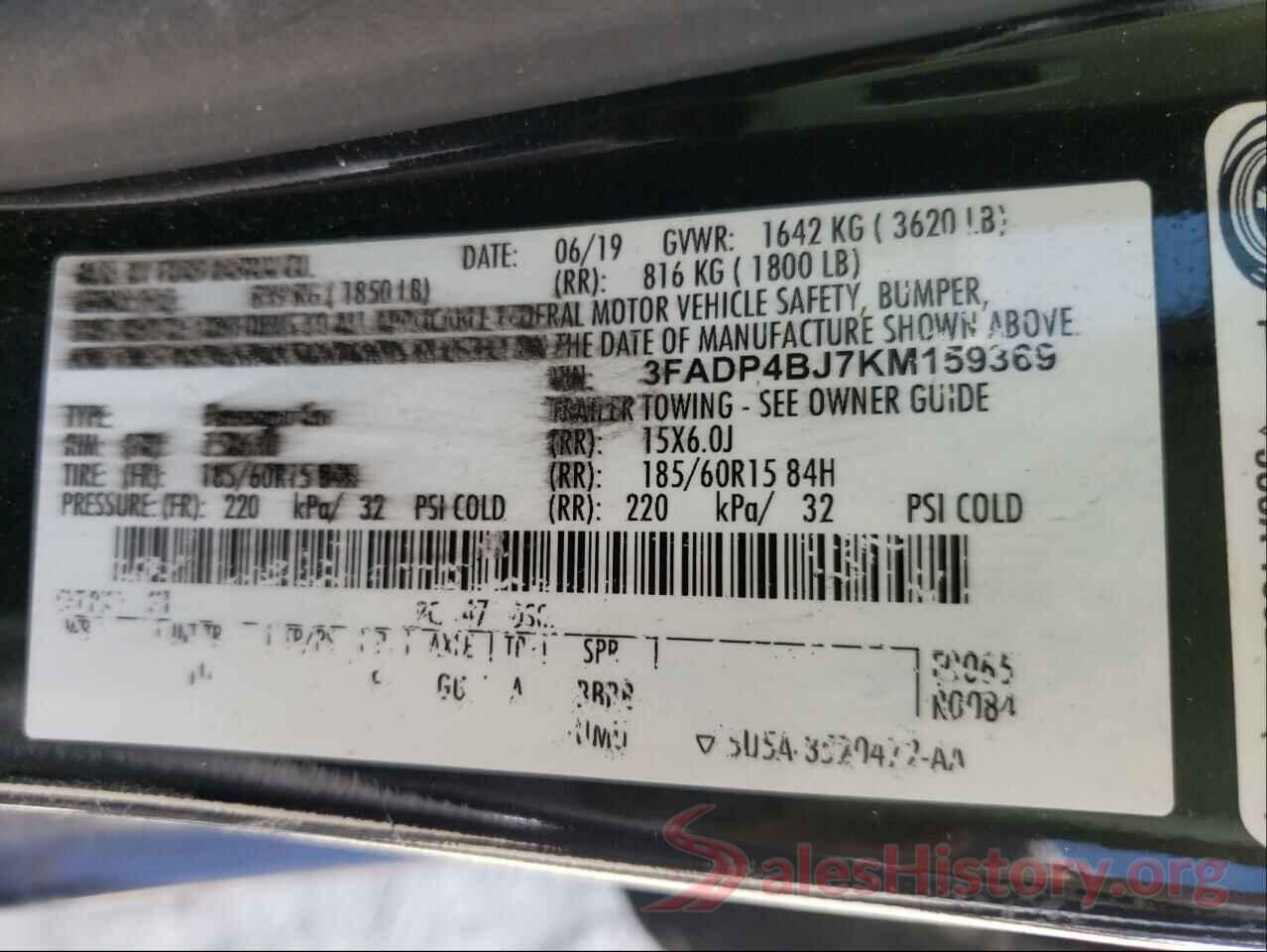 3FADP4BJ7KM159369 2019 FORD FIESTA