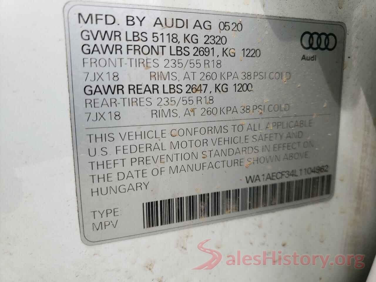 WA1AECF34L1104962 2020 AUDI Q3