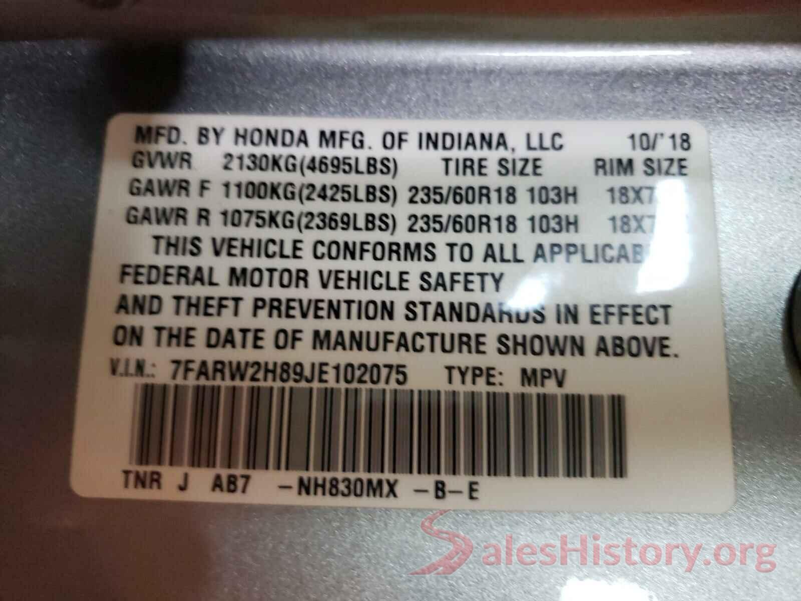 7FARW2H89JE102075 2018 HONDA CRV