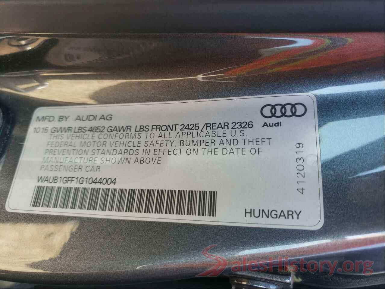 WAUB1GFF1G1044004 2016 AUDI S3