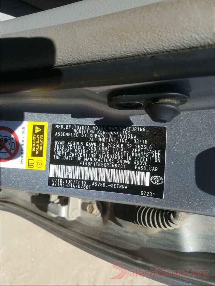 4T4BF1FK5GR566701 2016 TOYOTA CAMRY