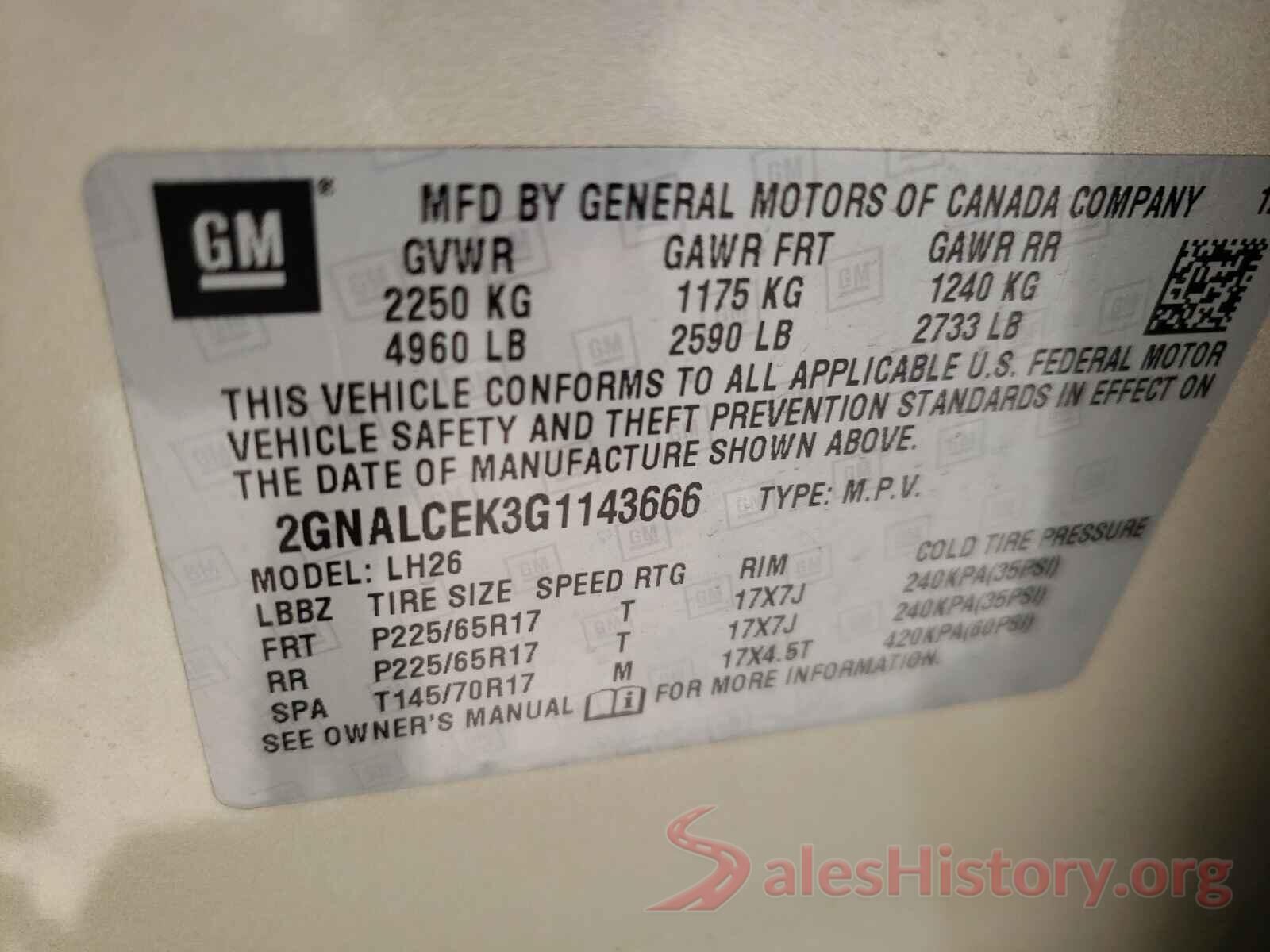 2GNALCEK3G1143666 2016 CHEVROLET EQUINOX