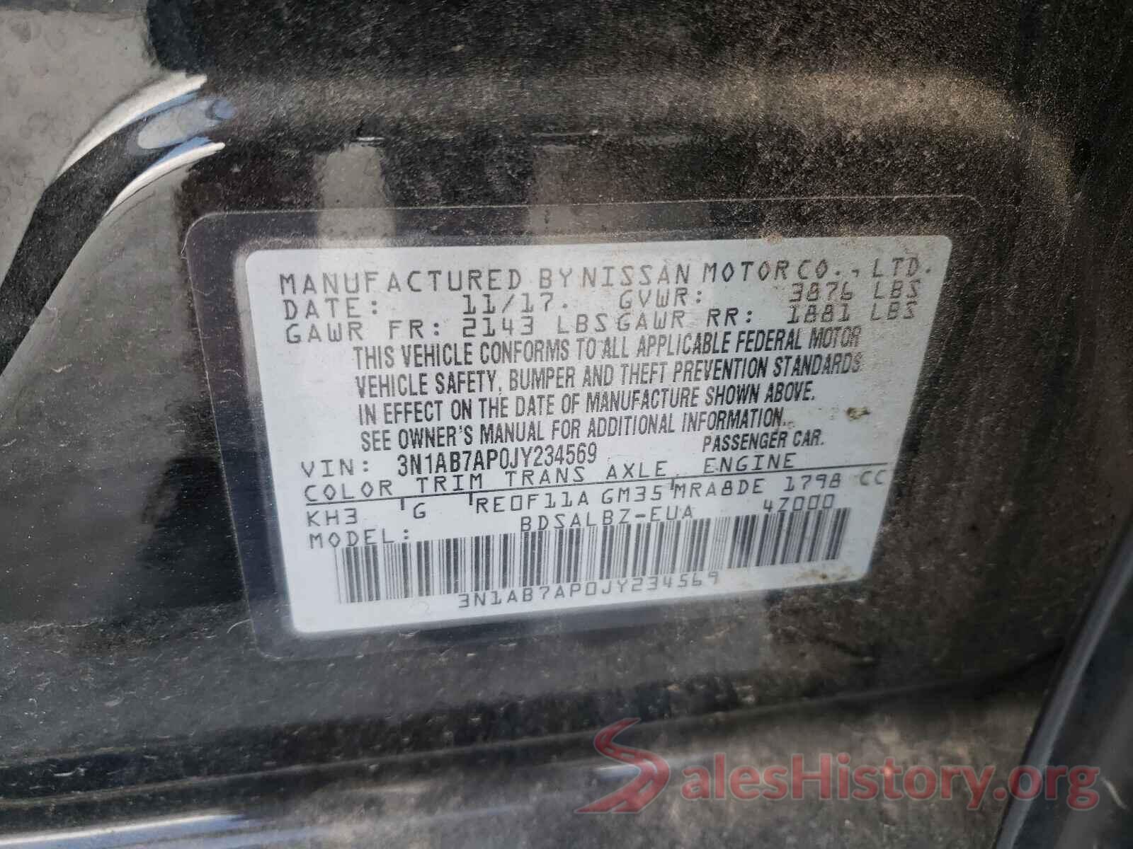 3N1AB7AP0JY234569 2018 NISSAN SENTRA