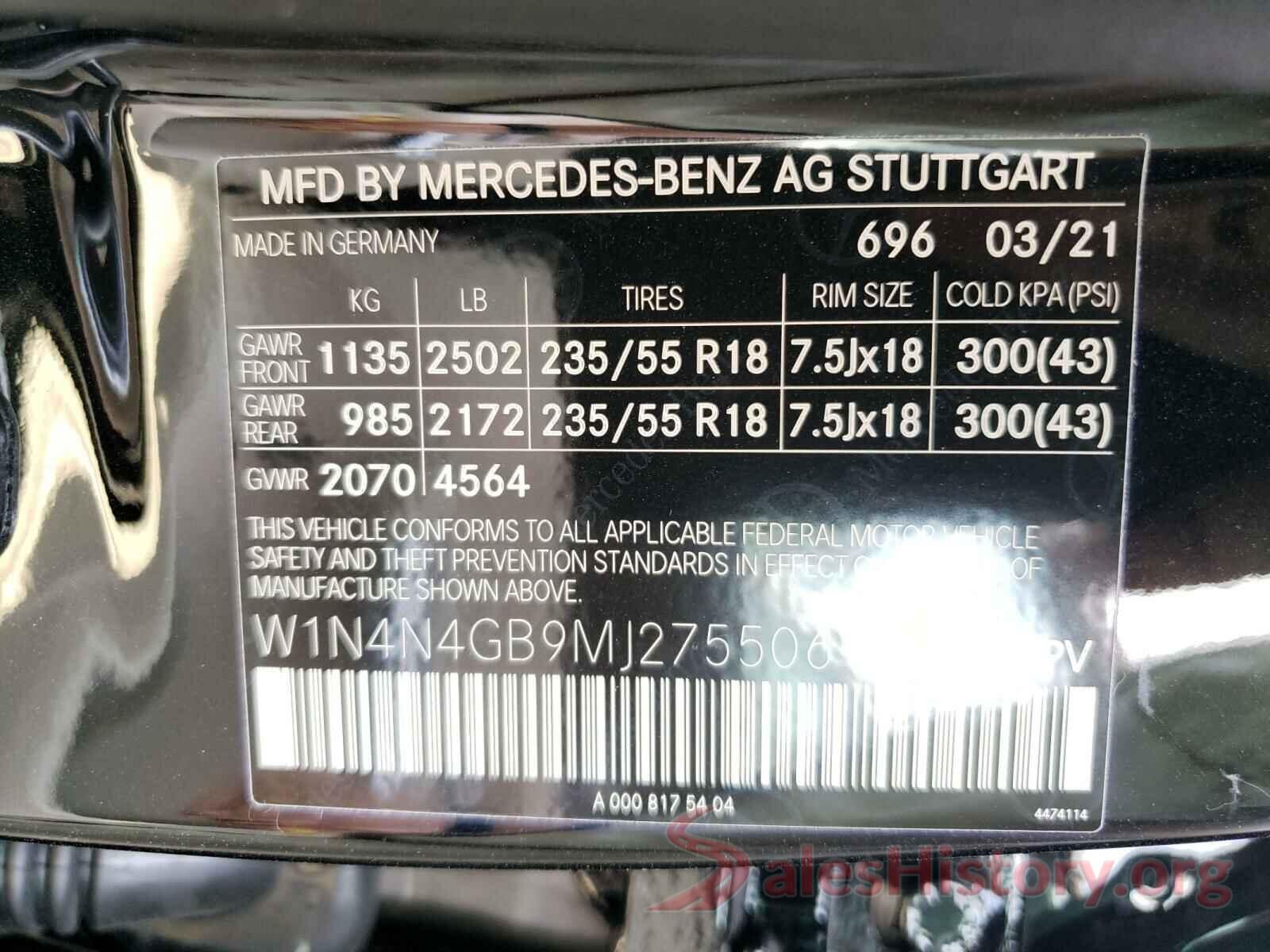 W1N4N4GB9MJ275506 2021 MERCEDES-BENZ GLA-CLASS