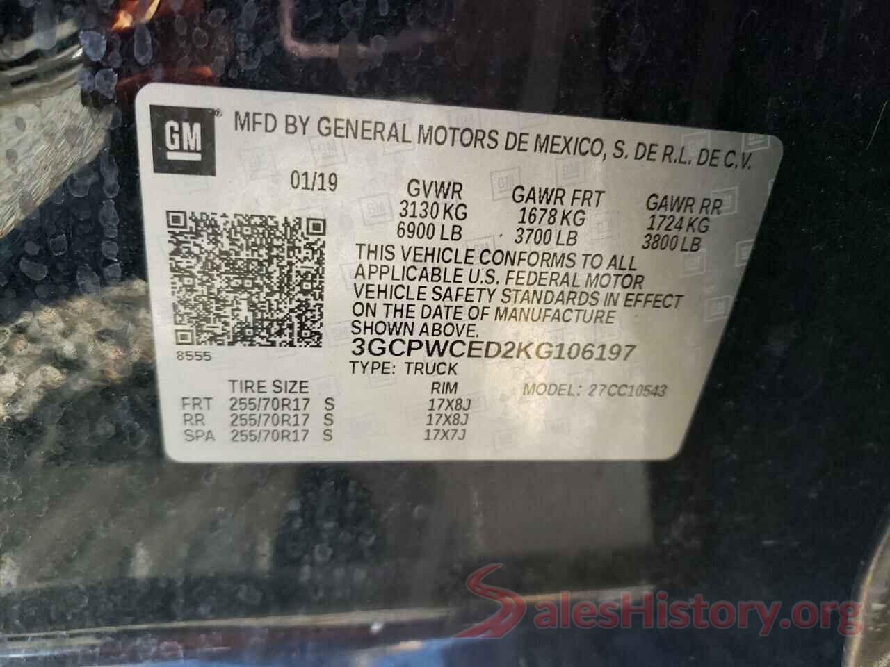 3GCPWCED2KG106197 2019 CHEVROLET SILVERADO