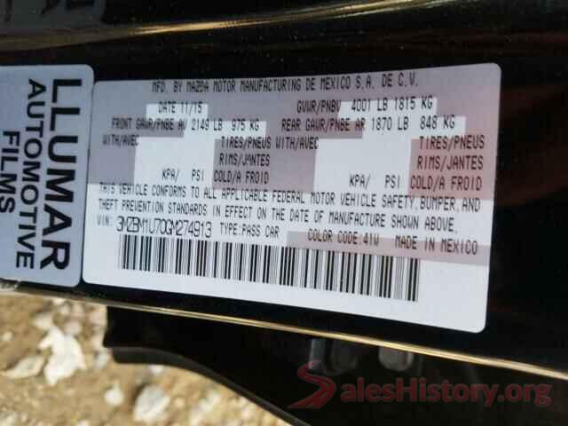 3MZBM1U70GM274913 2016 MAZDA 3