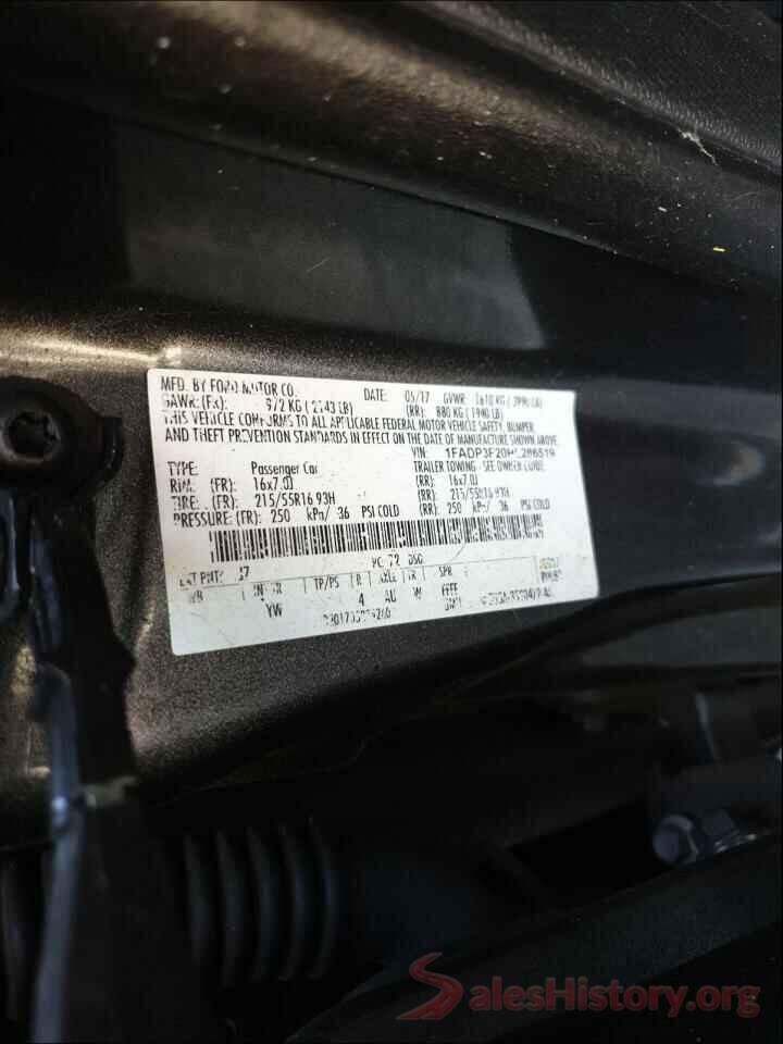 1FADP3F20HL286519 2017 FORD FOCUS