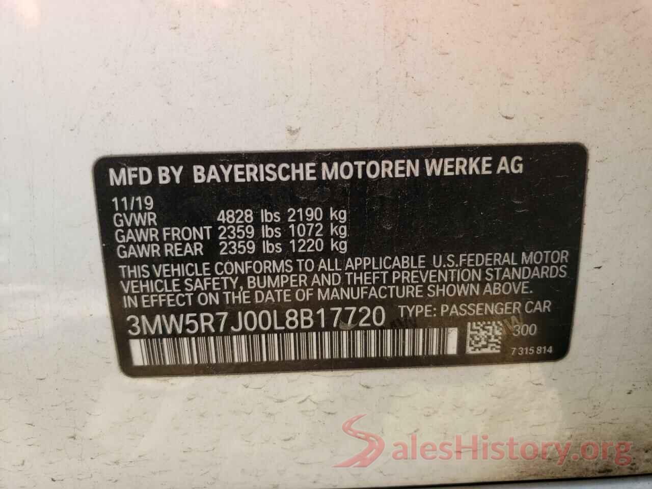 3MW5R7J00L8B17720 2020 BMW 3 SERIES