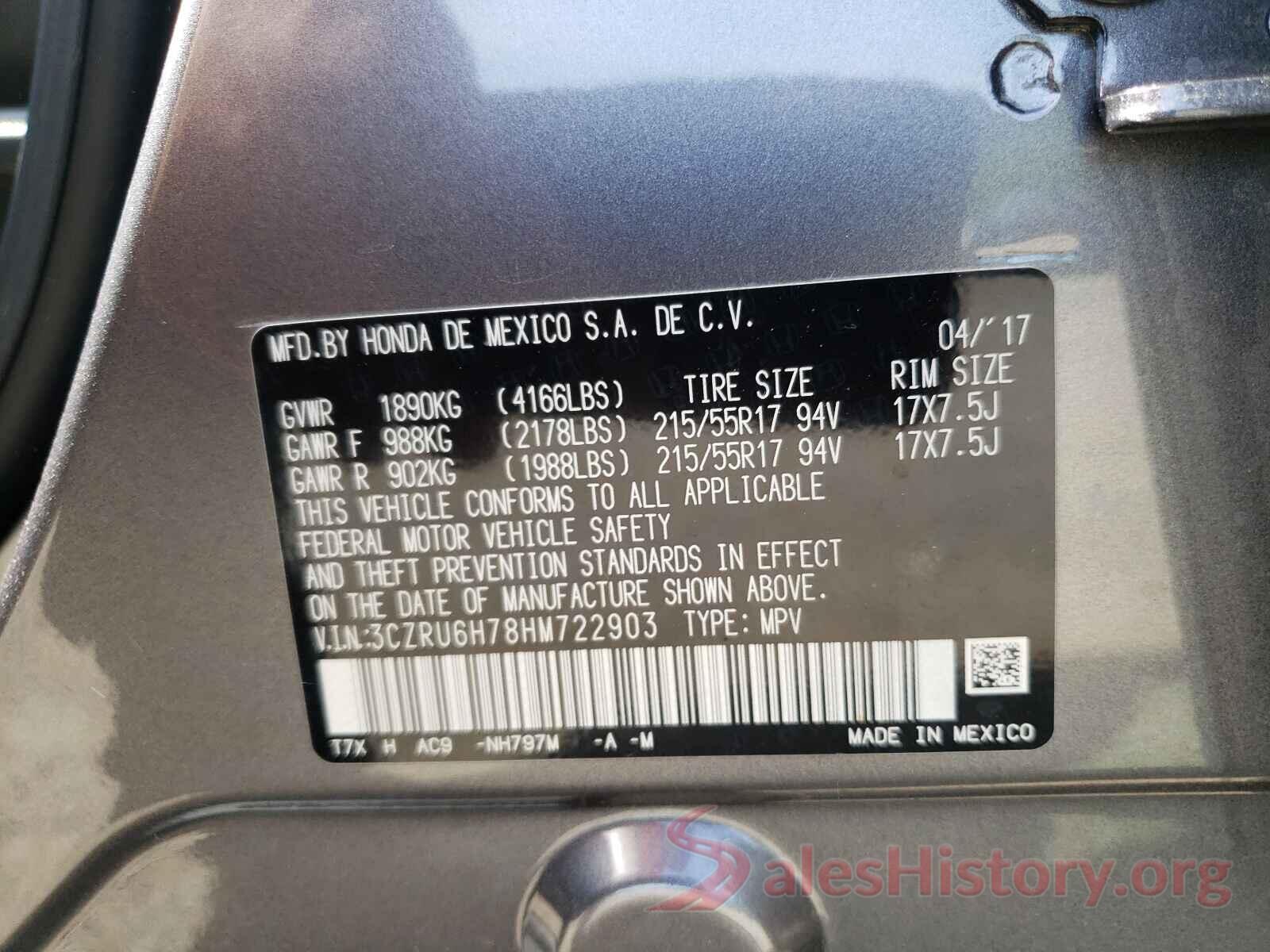 3CZRU6H78HM722903 2017 HONDA HR-V