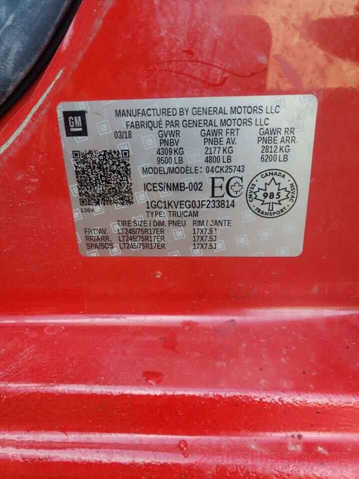 1GC1KVEG0JF233814 2018 CHEVROLET SILVERADO