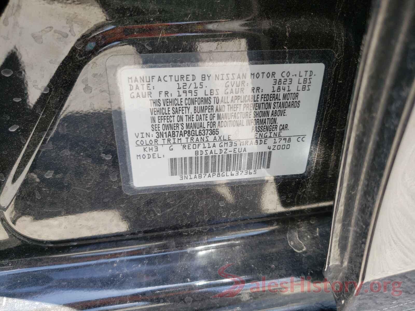 3N1AB7AP8GL637365 2016 NISSAN SENTRA