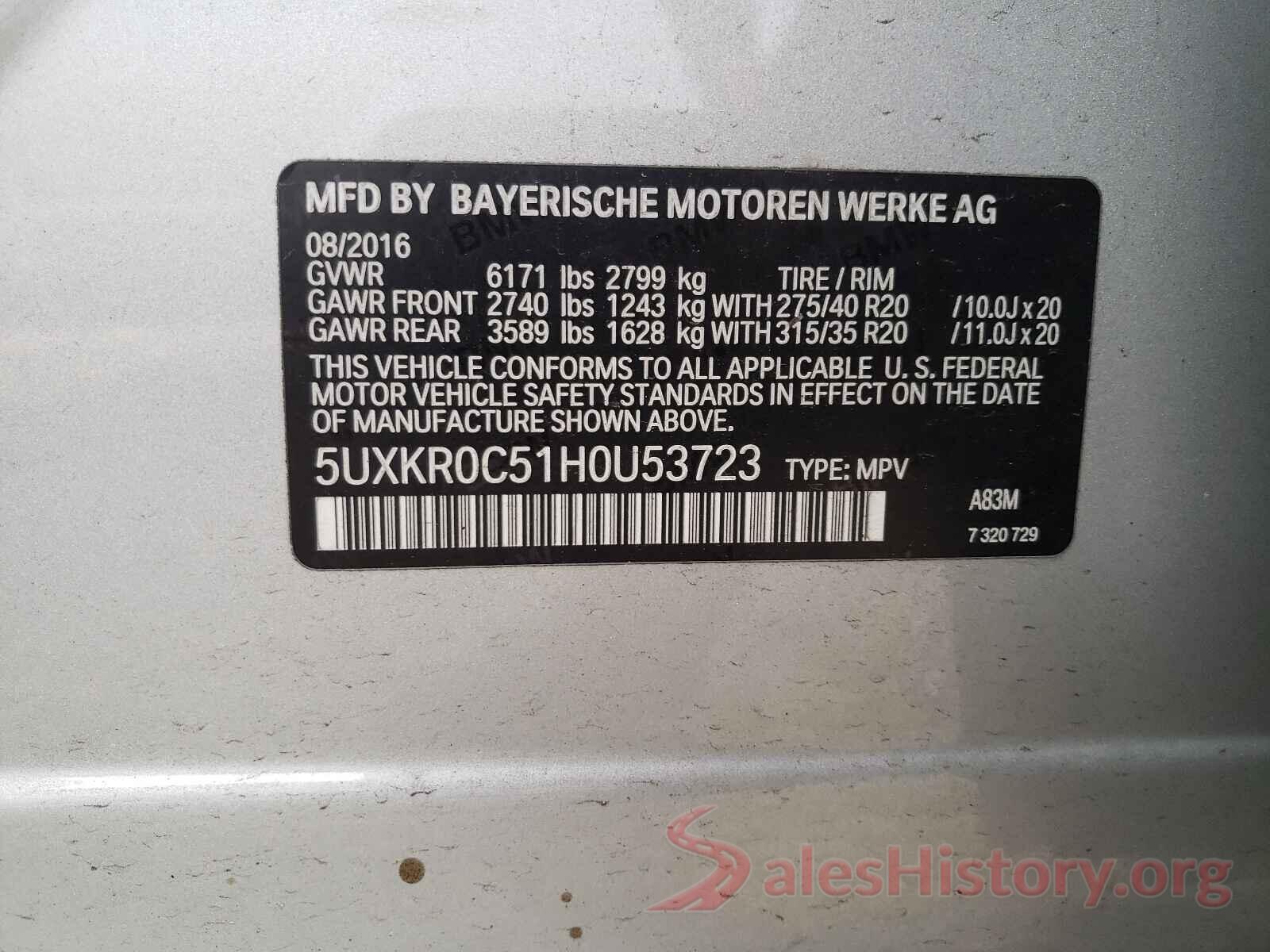 5UXKR0C51H0U53723 2017 BMW X5