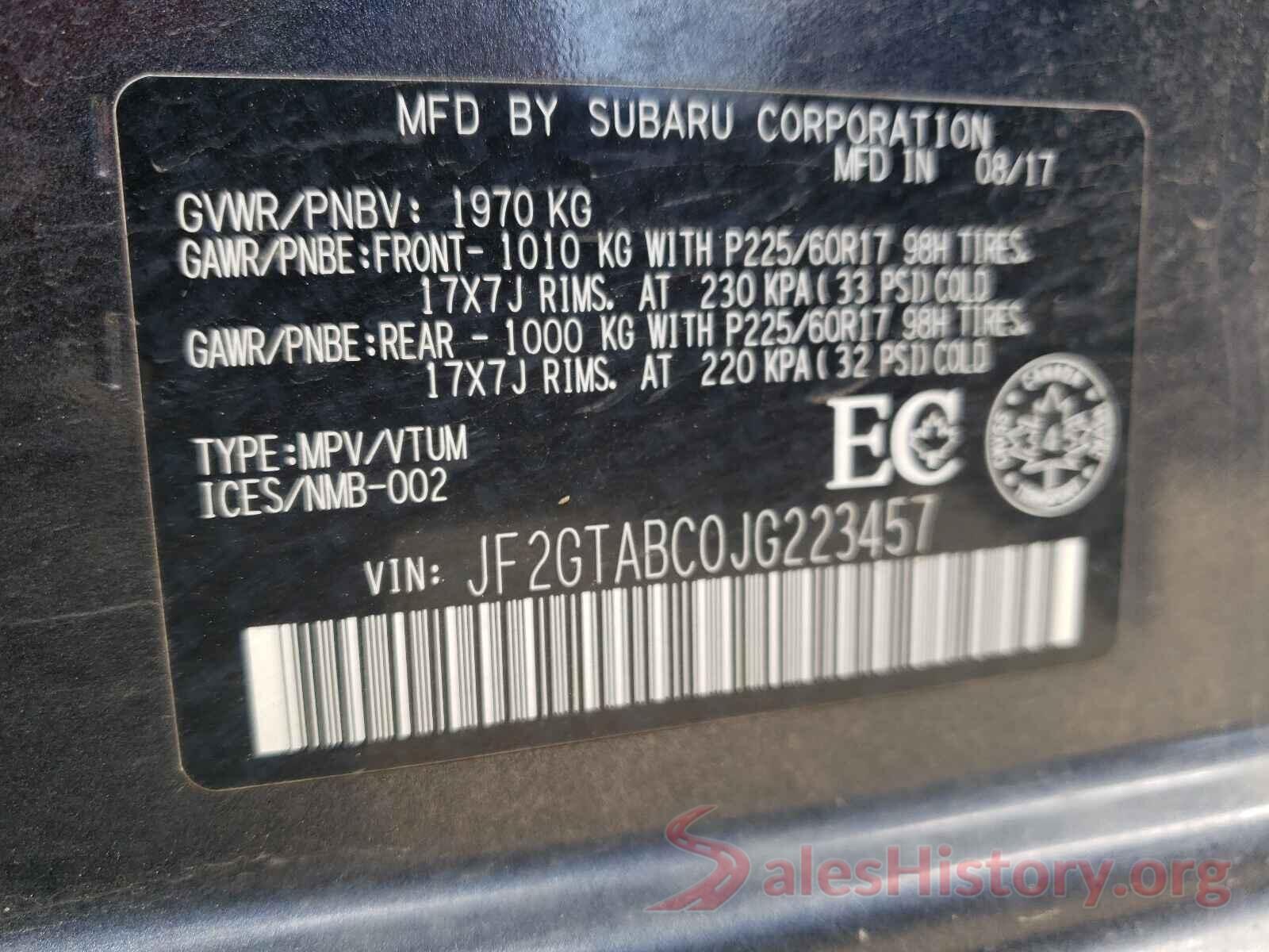 JF2GTABC0JG223457 2018 SUBARU CROSSTREK