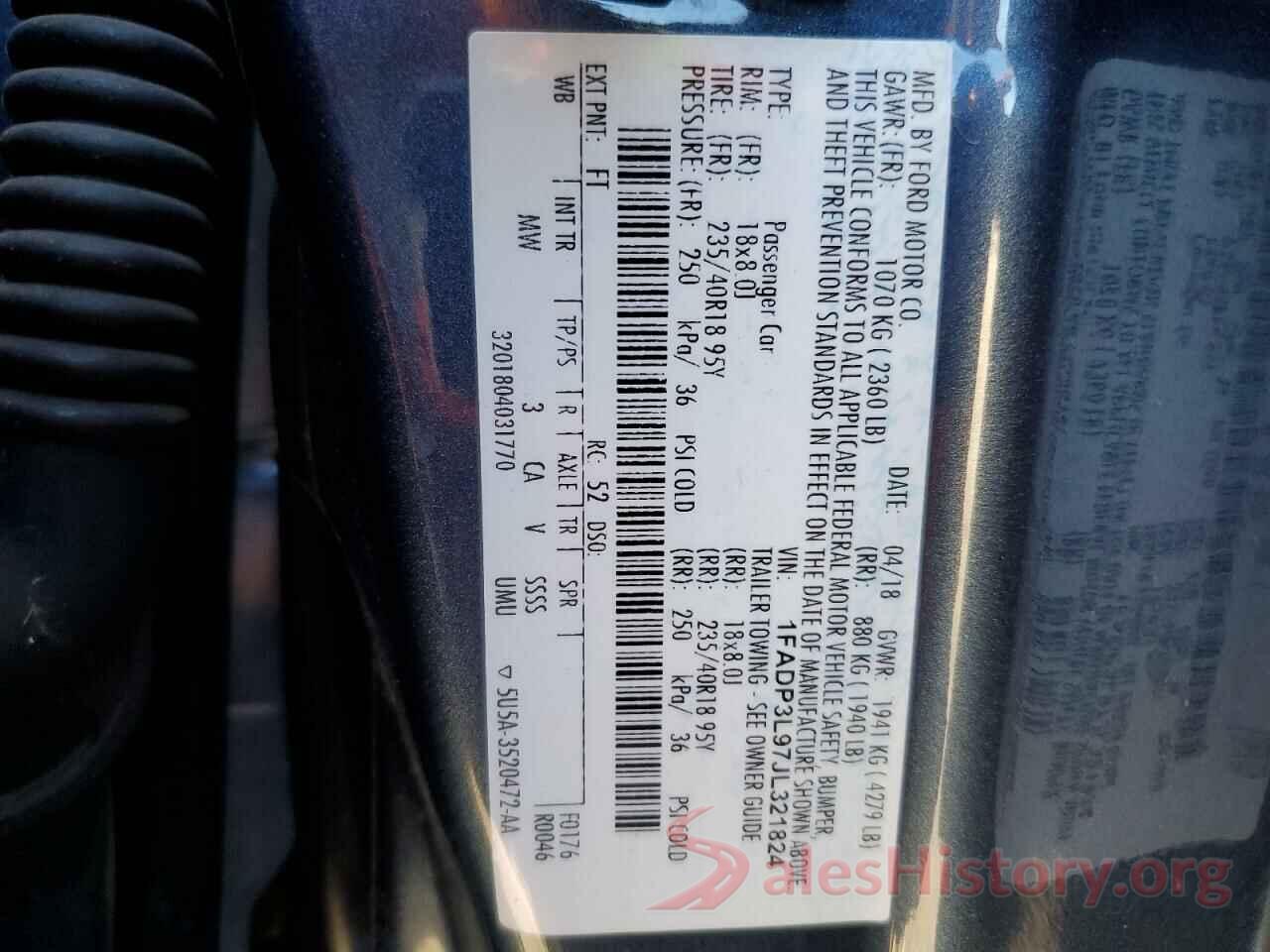 1FADP3L97JL321824 2018 FORD FOCUS