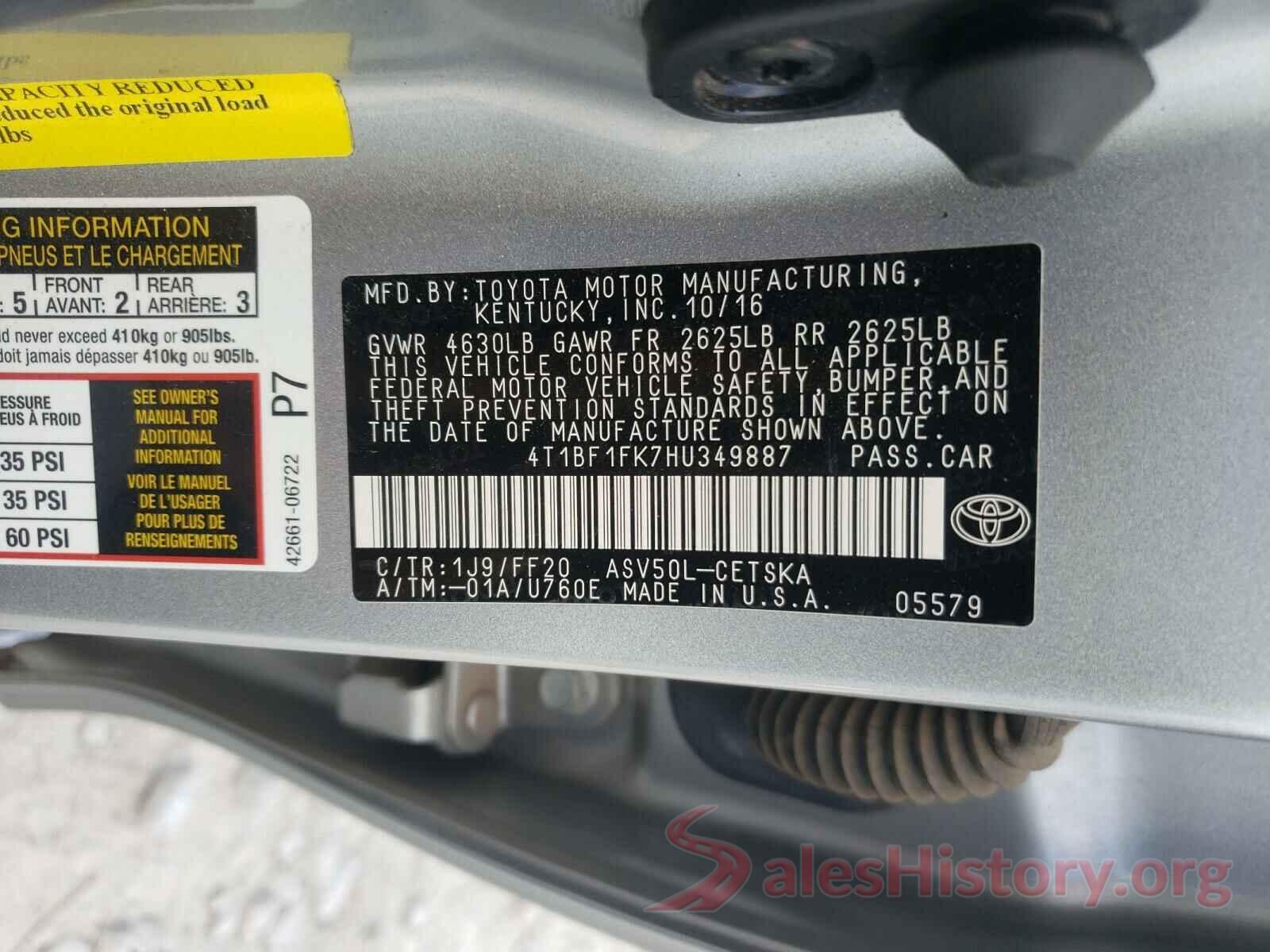 4T1BF1FK7HU349887 2017 TOYOTA CAMRY