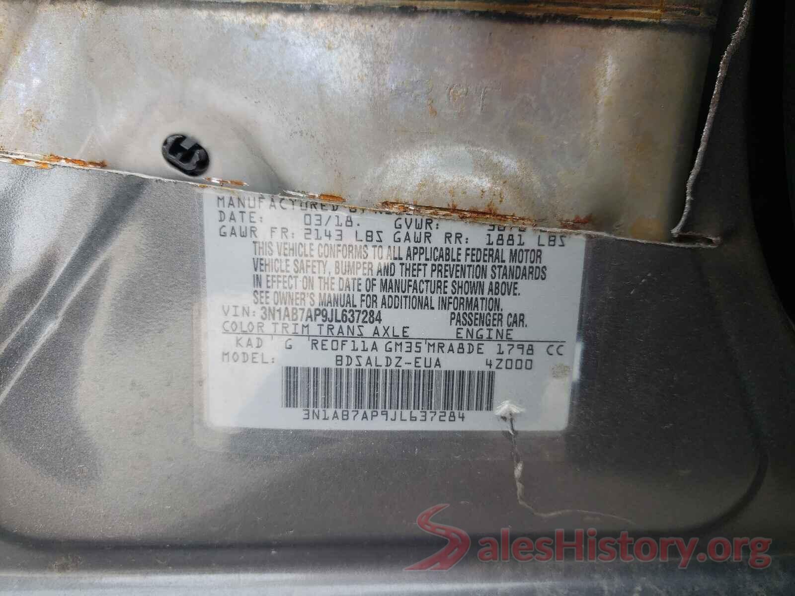 3N1AB7AP9JL637284 2018 NISSAN SENTRA