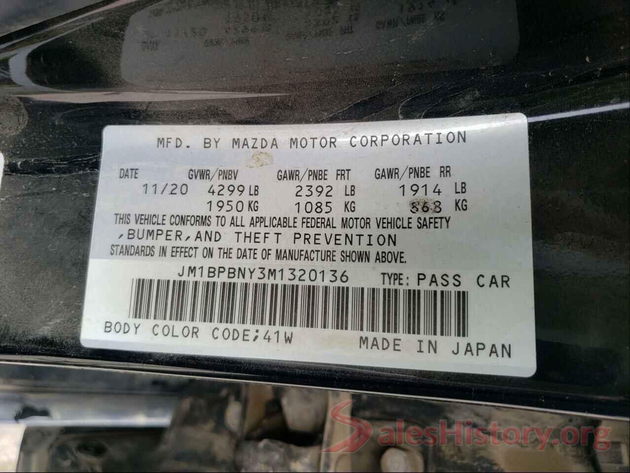 JM1BPBNY3M1320136 2021 MAZDA 3