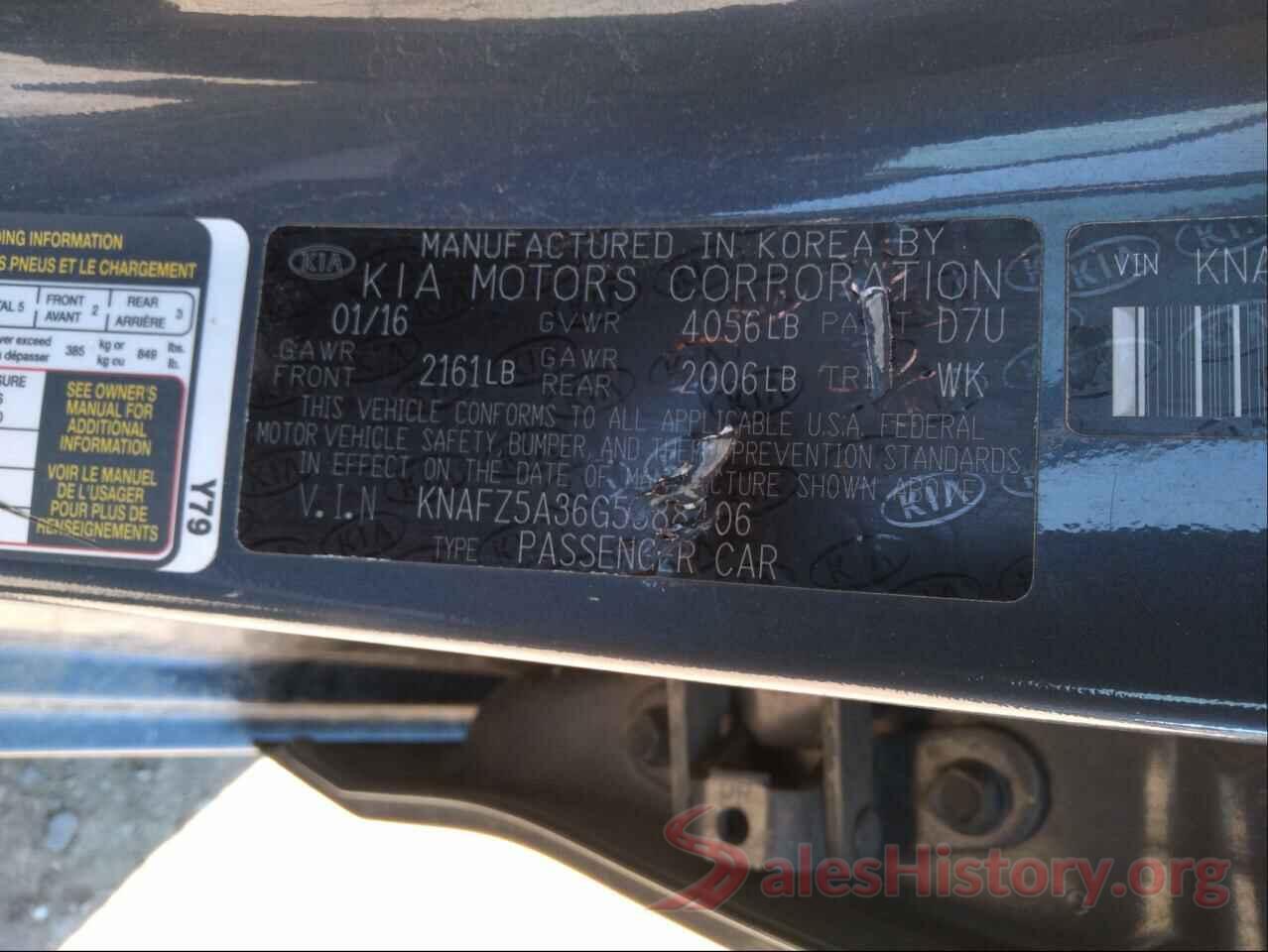 KNAFZ5A36G5588406 2016 KIA FORTE