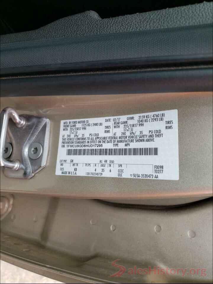 1FMCU9GD8HUD17295 2017 FORD ESCAPE