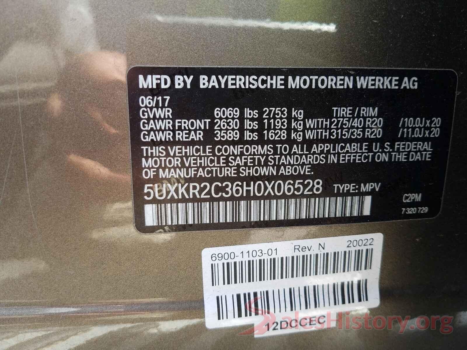 5UXKR2C36H0X06528 2017 BMW X5