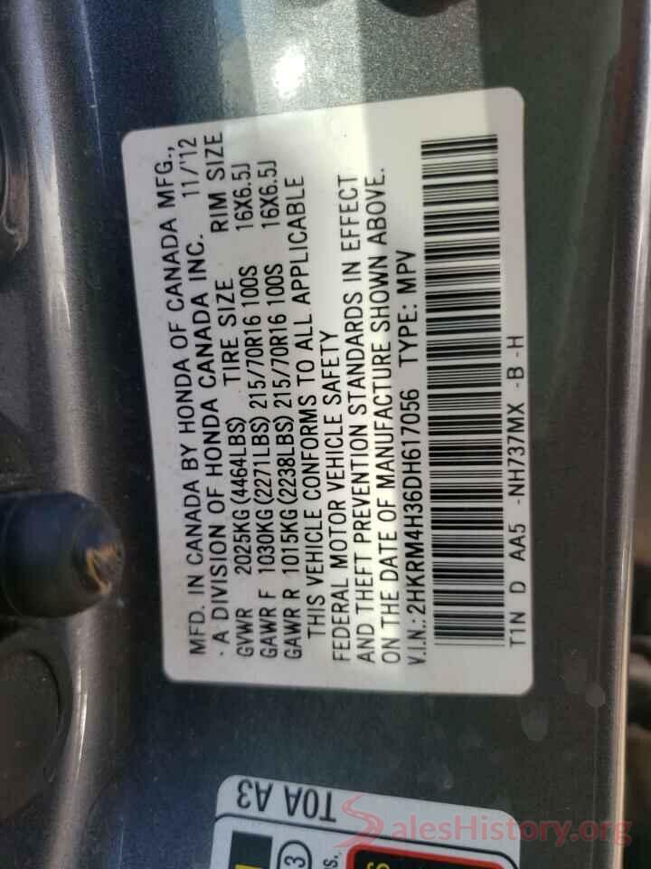 2HKRM4H36DH617056 2013 HONDA CRV