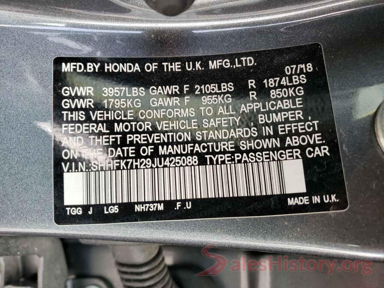 SHHFK7H29JU425088 2018 HONDA CIVIC