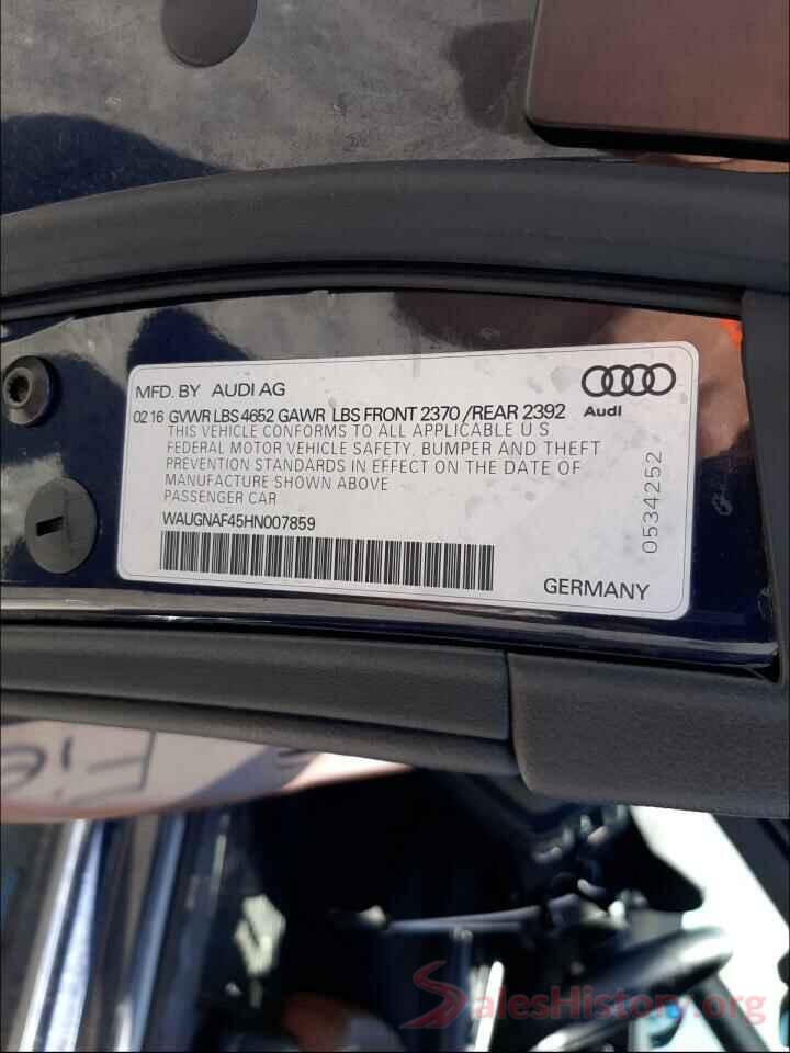 WAUGNAF45HN007859 2017 AUDI A4