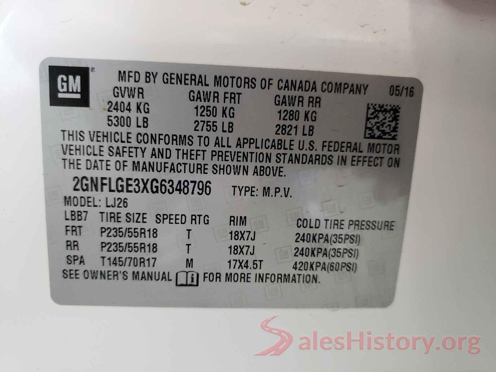 2GNFLGE3XG6348796 2016 CHEVROLET EQUINOX