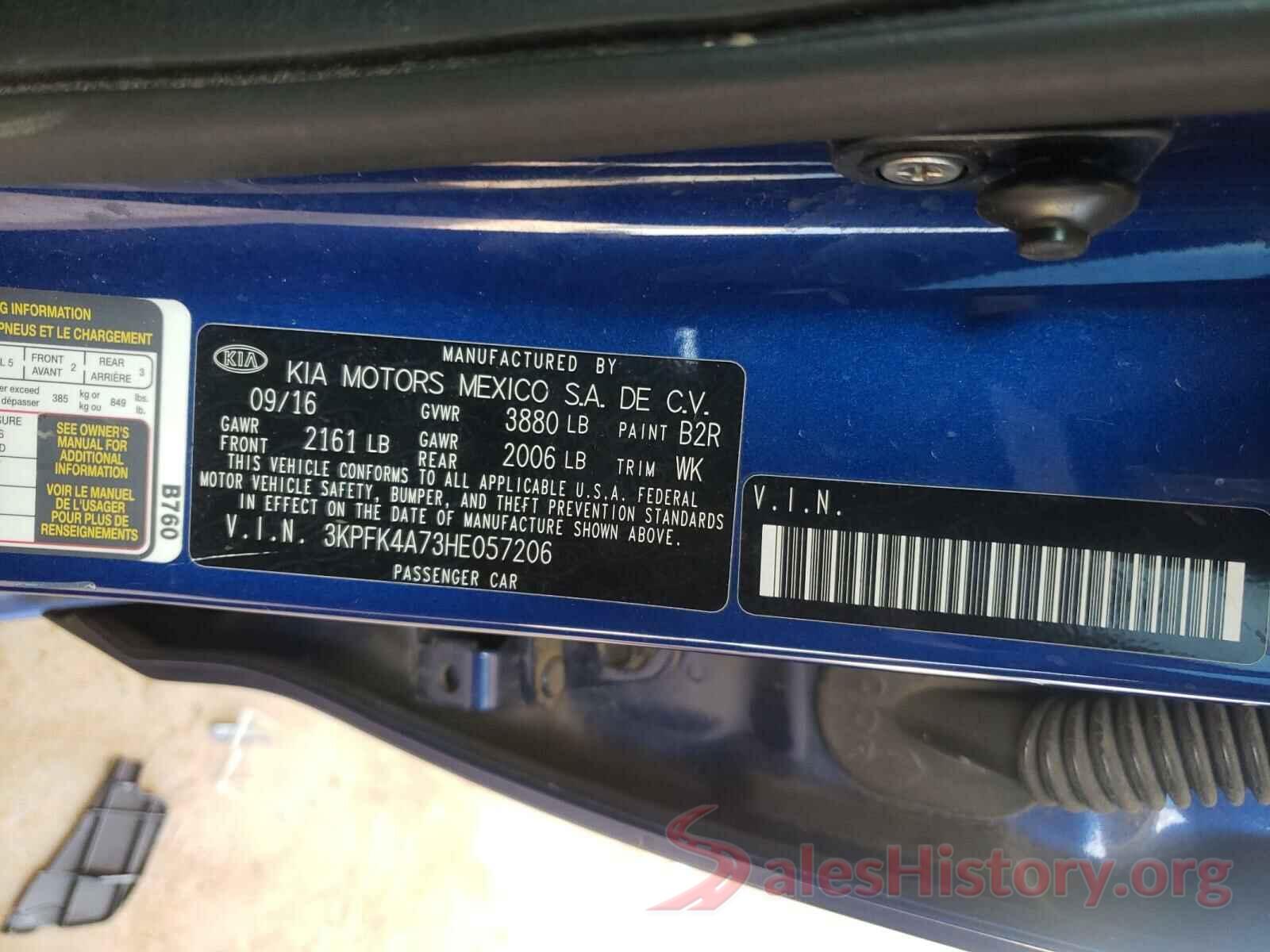 3KPFK4A73HE057206 2017 KIA FORTE