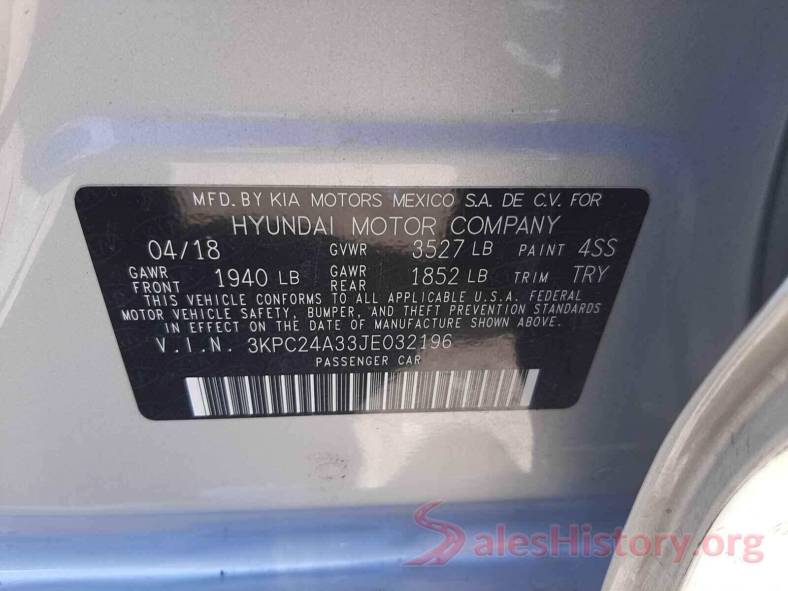 3KPC24A33JE032196 2018 HYUNDAI ACCENT