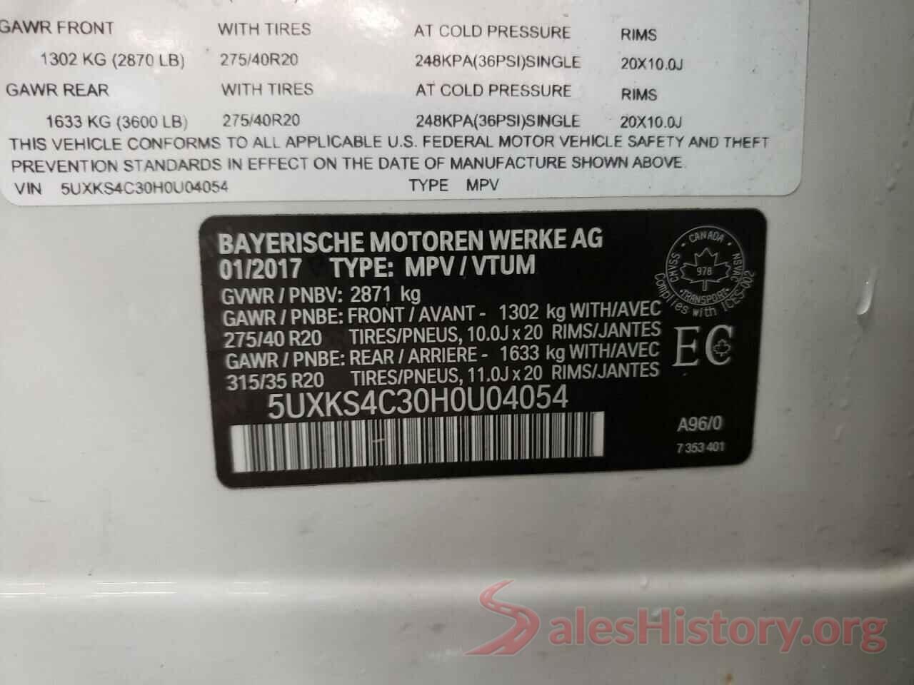 5UXKS4C30H0U04054 2017 BMW X5