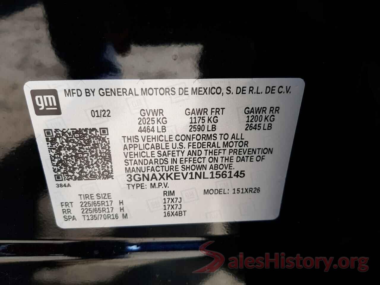 3GNAXKEV1NL156145 2022 CHEVROLET EQUINOX